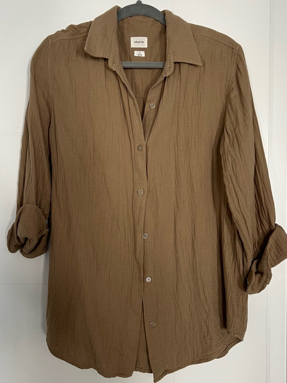 Wilfred Brown Crinkle Button-Down Shirt